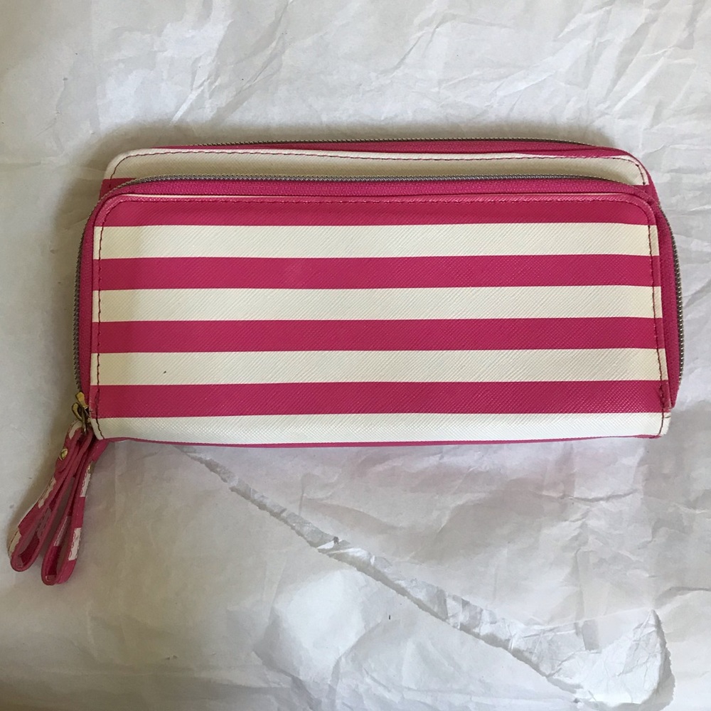 Pink and White Striped Wallet